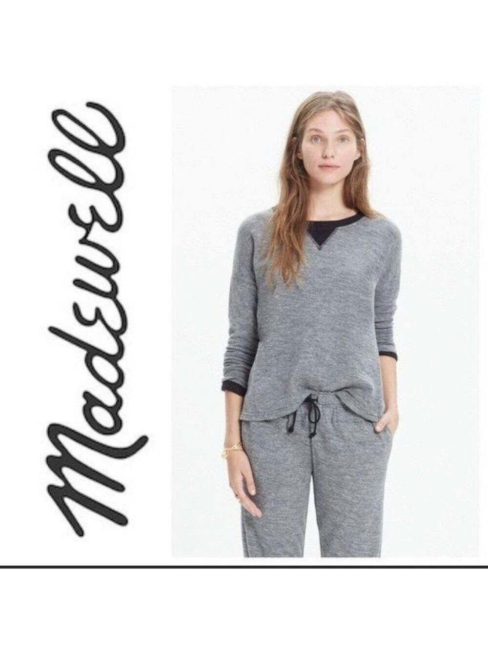 Madewell Marled Gray Sweatshirt With Black Details Size S